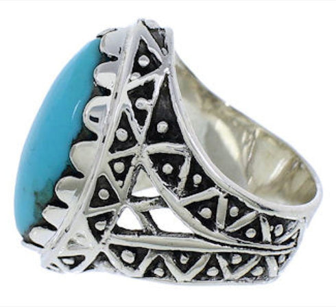 Southwestern Turquoise Silver Ring Size 5-1/4 TX38958
